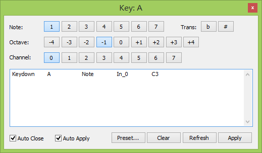 Key settings dialog